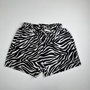 COVE Zebra Print Swim Trunks Black White Elastic Waist Men's 30